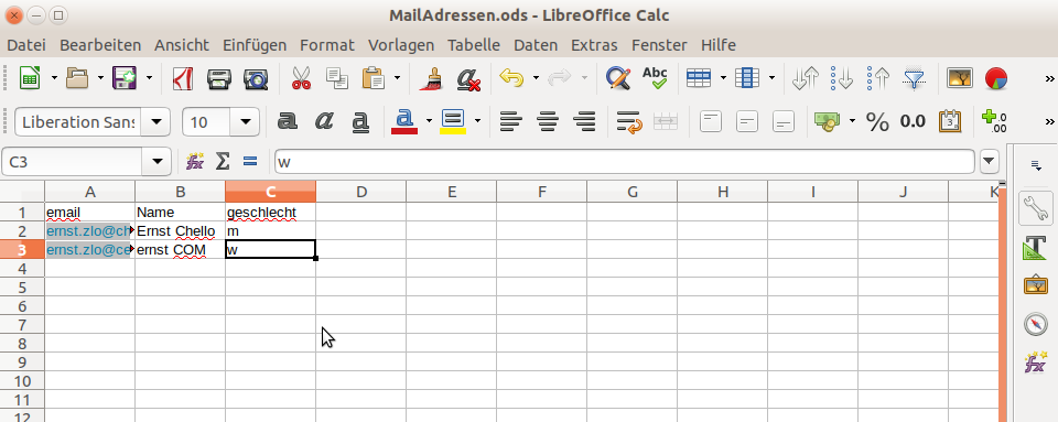 Calc Tabelle