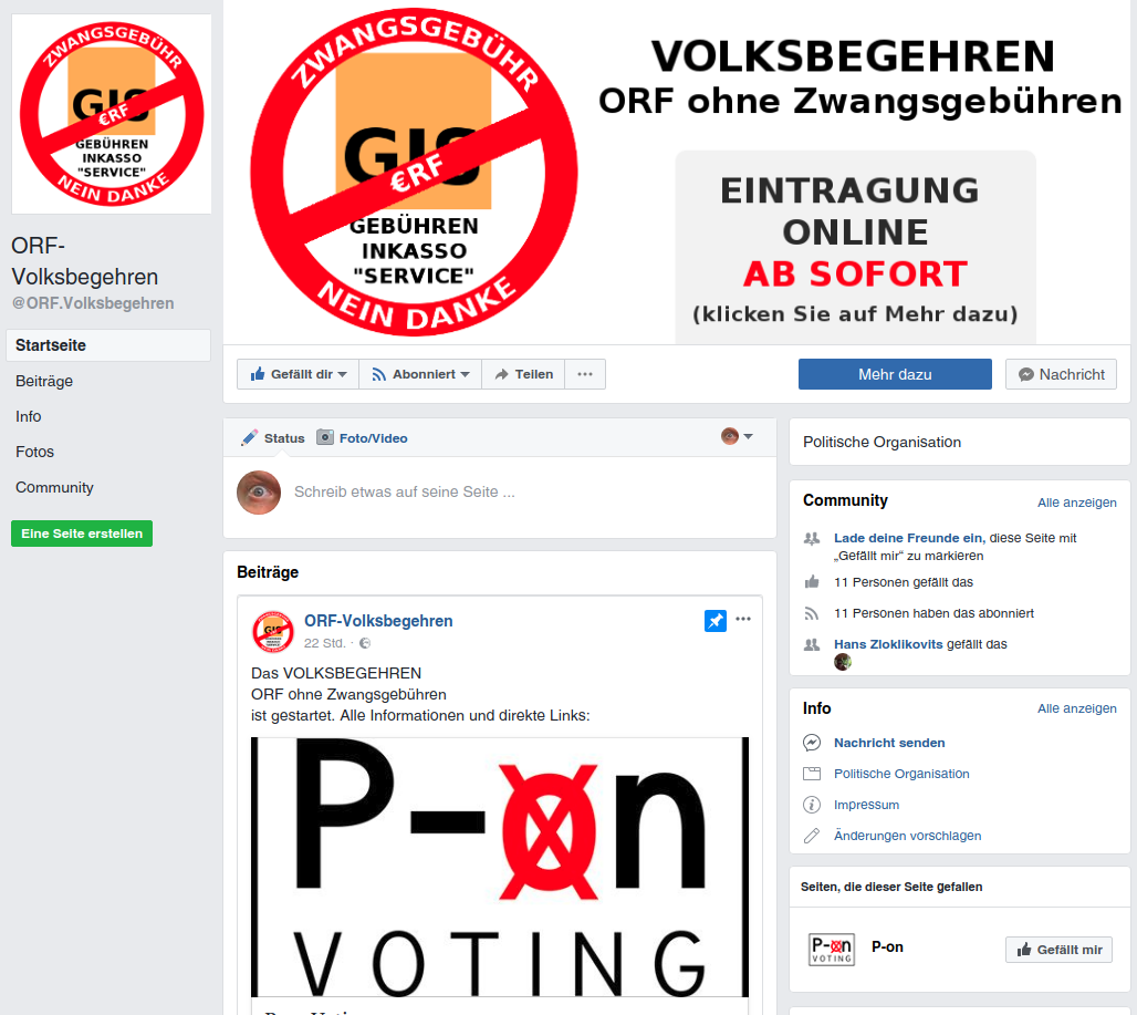 ORF.Volksbegehren auf Facebook